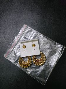 Kushals Polki Look Alike pearl Earrings .