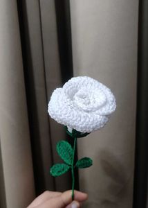 Handmade Crochet White Rose