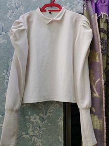 white tunic top puff sleeve