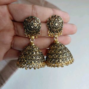 Golden Oxidized Earrings