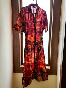L Size Libas Kurti - Vibrant Red and Yellow Plaid