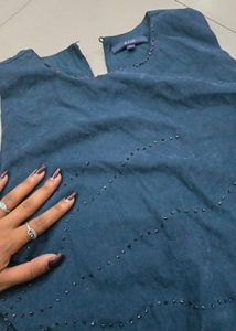 ✨PRICE DROP ✨AJIO Teal Beaded Bodycon Dress - L