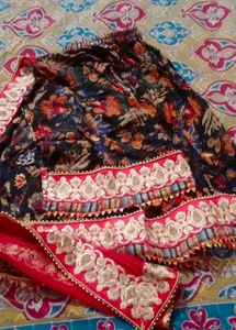 Balck Skirt Top With Duptta
