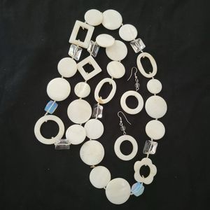 Mother of pearl statement earing  necklace set