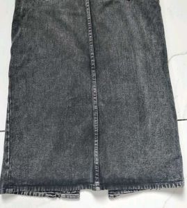 Denim Midi Skirt with Slit