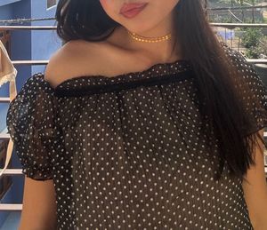 Polka Dot Chiffon Top
