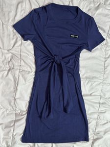 Navy Tie-Front T-Shirt Dress
