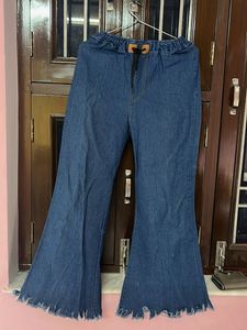 Denim Flare Cropped Pants