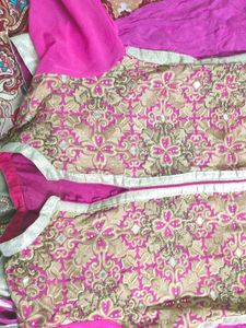 Pink & Gold Embellished Kurta Set
