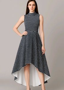 Striped High-Low Dress