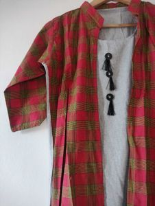 3/4th Sleeves Kurta For Women, Grey