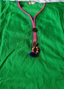 Green Multi Work Kurta Set