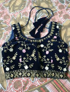 Elegant Navy Blue Embroidered Lehenga Choli