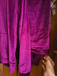 New Velvet Maroon Tracksuit Set