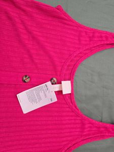 Fuchsia Pink Buttoned Tank Top