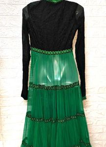 Elegant Green &amp; Black Ethnic Gown