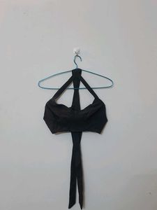 Grey cropped backless top