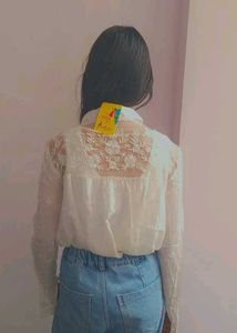 White Shirt With Net Work