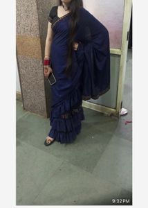 Elegant Blue Ruffle Saree