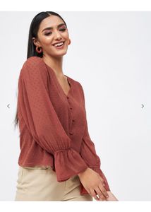 KIBO Brown Textured Top