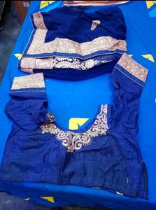 Elegant Blue &amp; Gold Saree