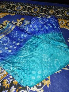 Blue Bandhani Saree
