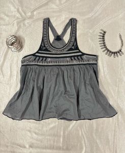 Gray Embellished Tank Top