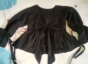 Black Bow Tie Top
