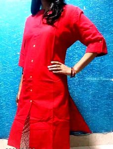 Red Cotton Kurta