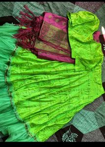 Lime &amp; Pink Lehenga Set