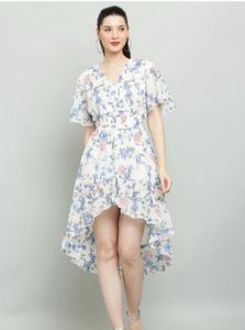 Floral Print Asymmetric Dress