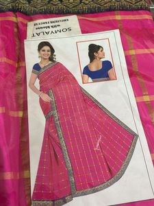Pink Checked Saree