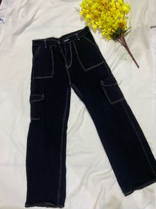 Black Wide Leg Cargo Pants