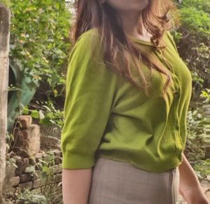 Green Crop Cardigan