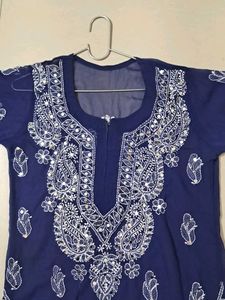 Elegant Navy Blue Chikankari Kurti