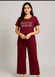 Burgundy &#39;Positive Negative&#39; Graphic Tee &amp; Skirt S