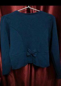 Navy Blue Bow Bolero Jacket