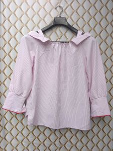 New With Tag Korean Stripped Shoulder Shirt