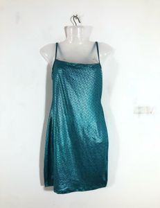 Sparkling Teal Mini Slip Dress