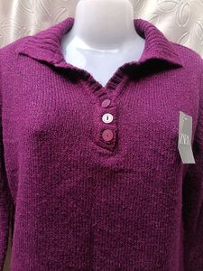 Burgundy Knit Collared Sweater 💜