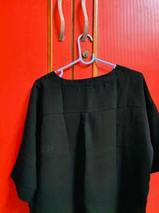 ELLE Black Top With Embroidery Pocket