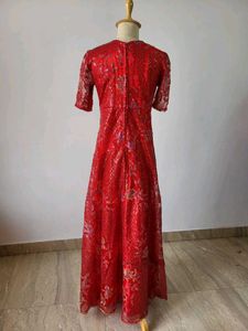 Red Sequin Floral Gown