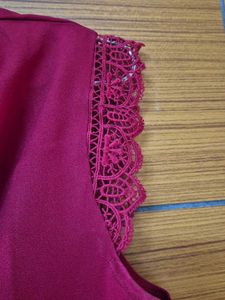 Maroon Lace Detail Top