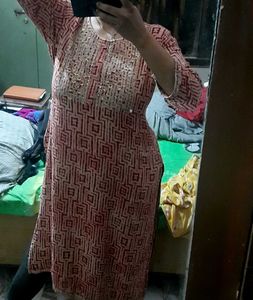Golden Sequin Embroidery Kurti