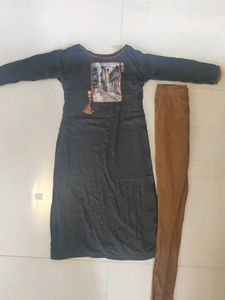 Dark Olive 🫒 Straight Kurta+Twin Birds Leggings