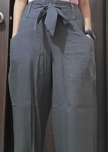 Gray Straight Bow Trouser