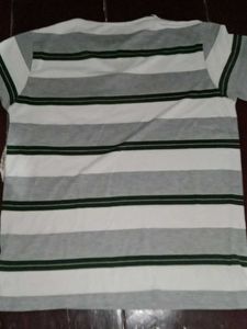 Combo of 2 White Striped Men's T-Shirt Bundle