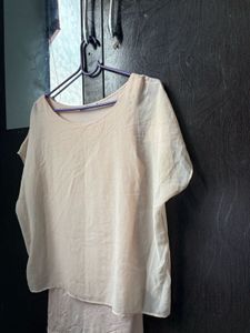 Cream Sheer Chiffon Minimalist Summer Blouse