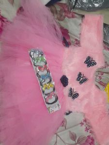 Girl Frock With Hair Rubber Packet