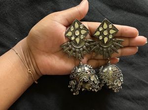 Combo of Black Oxidized Silver Jhumka Earrings